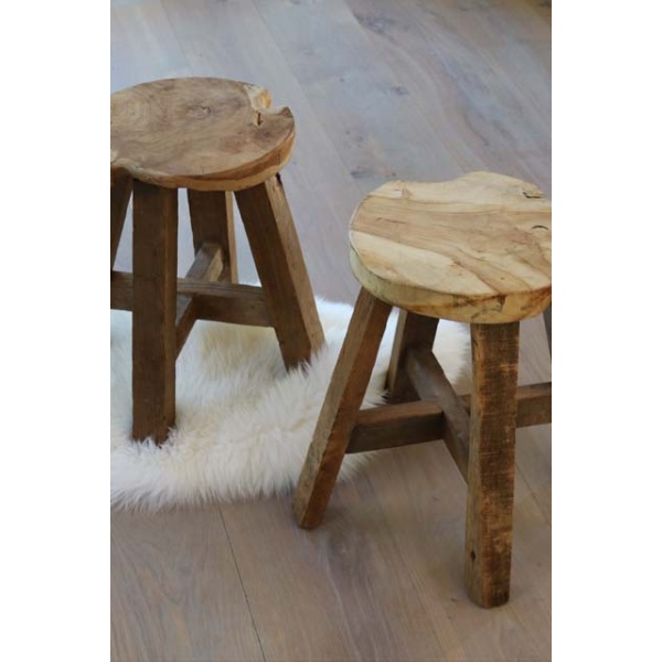 Rond houten krukje