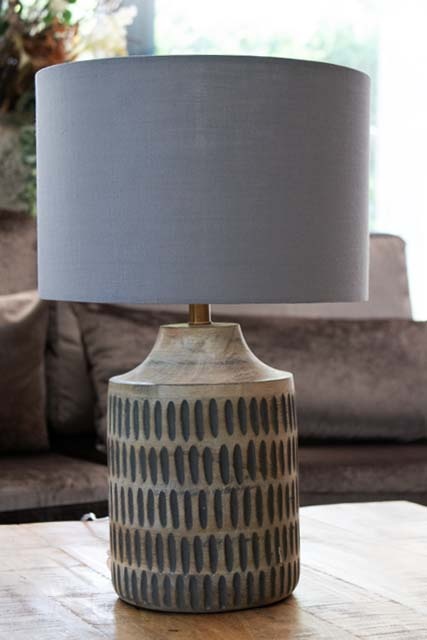 Houten tafellamp tribal